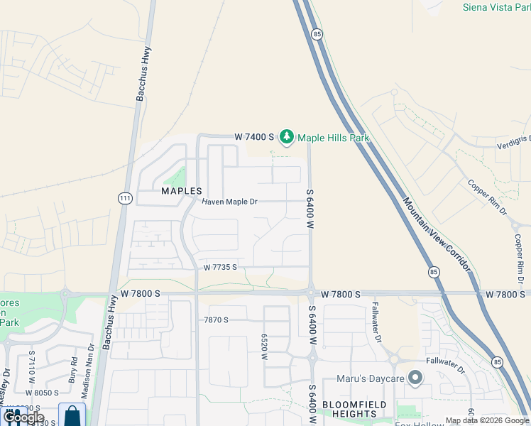 map of restaurants, bars, coffee shops, grocery stores, and more near 6541 West Thistle Ridge Cove in West Jordan