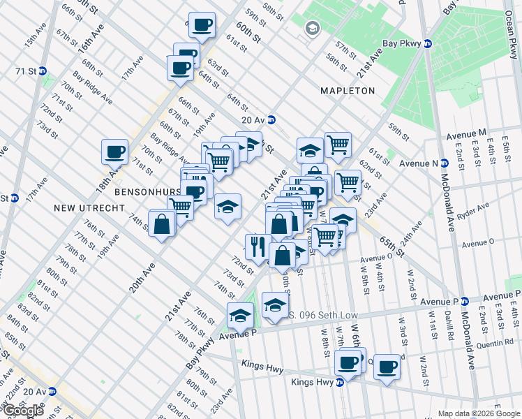 map of restaurants, bars, coffee shops, grocery stores, and more near in Brooklyn