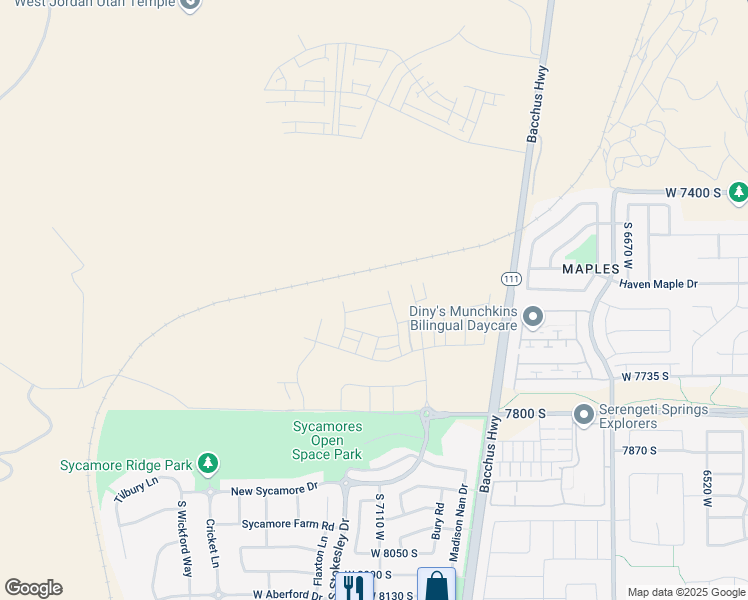 map of restaurants, bars, coffee shops, grocery stores, and more near 7005 West 7800 South in West Jordan