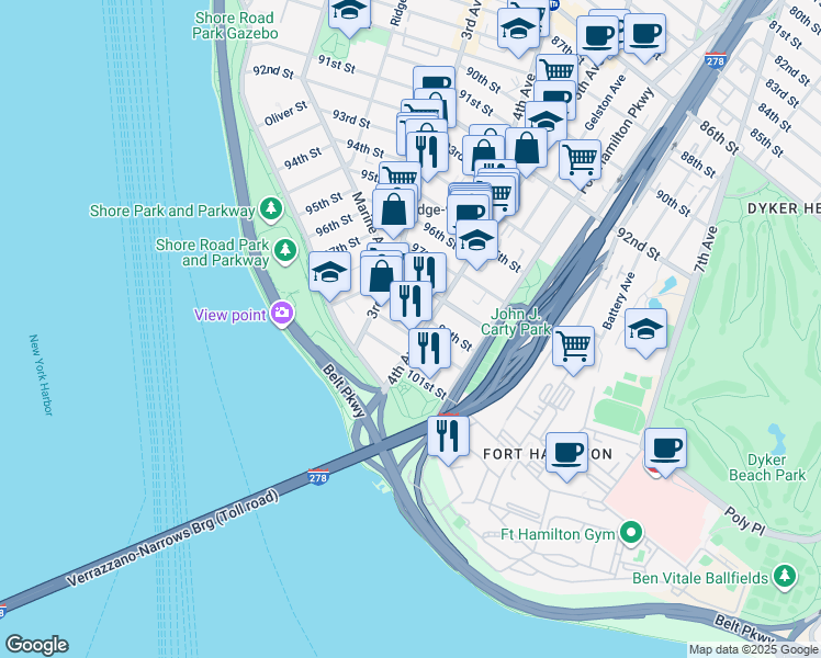 map of restaurants, bars, coffee shops, grocery stores, and more near in Brooklyn