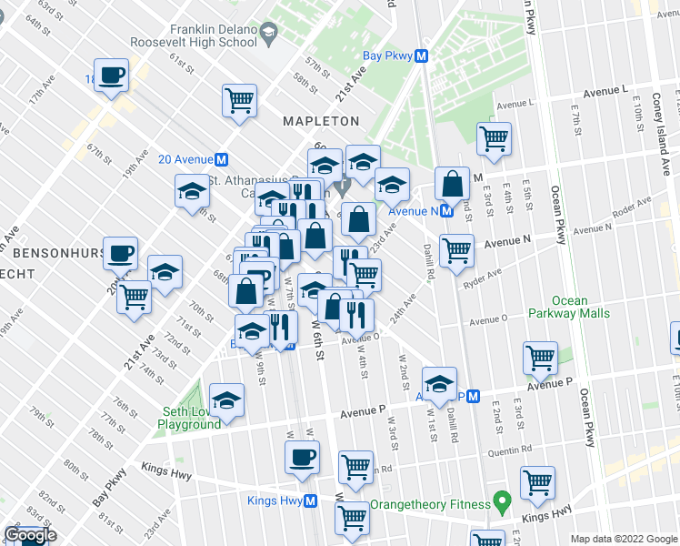 map of restaurants, bars, coffee shops, grocery stores, and more near in Brooklyn