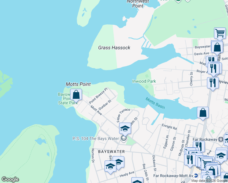 map of restaurants, bars, coffee shops, grocery stores, and more near 32-08 Plunkett Avenue in Queens