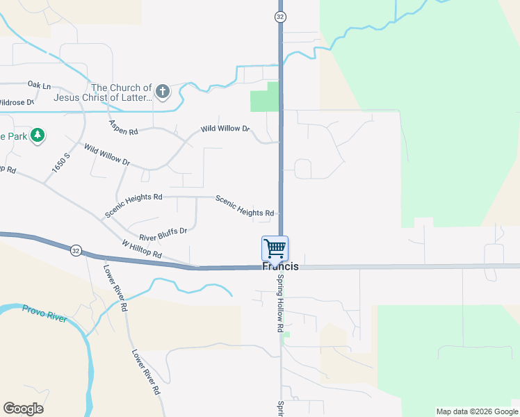 map of restaurants, bars, coffee shops, grocery stores, and more near 1998 Utah 32 in Kamas