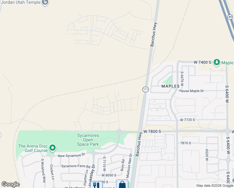 map of restaurants, bars, coffee shops, grocery stores, and more near 7792 Bacchus Highway in Bingham Canyon