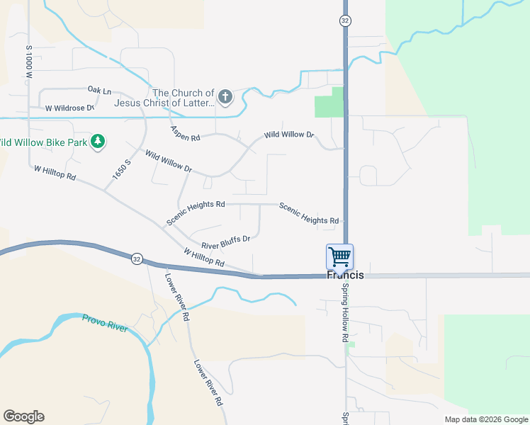 map of restaurants, bars, coffee shops, grocery stores, and more near 281 River Bluffs Drive in Francis