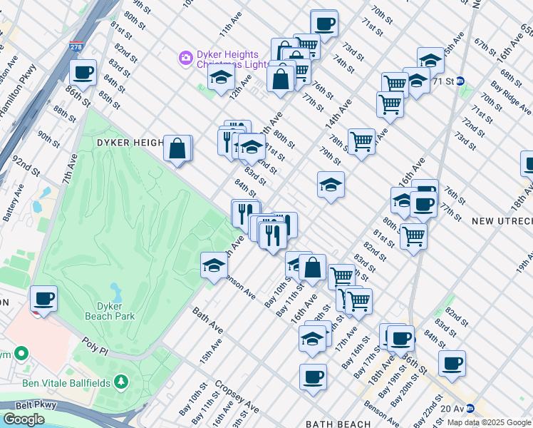 map of restaurants, bars, coffee shops, grocery stores, and more near in Brooklyn