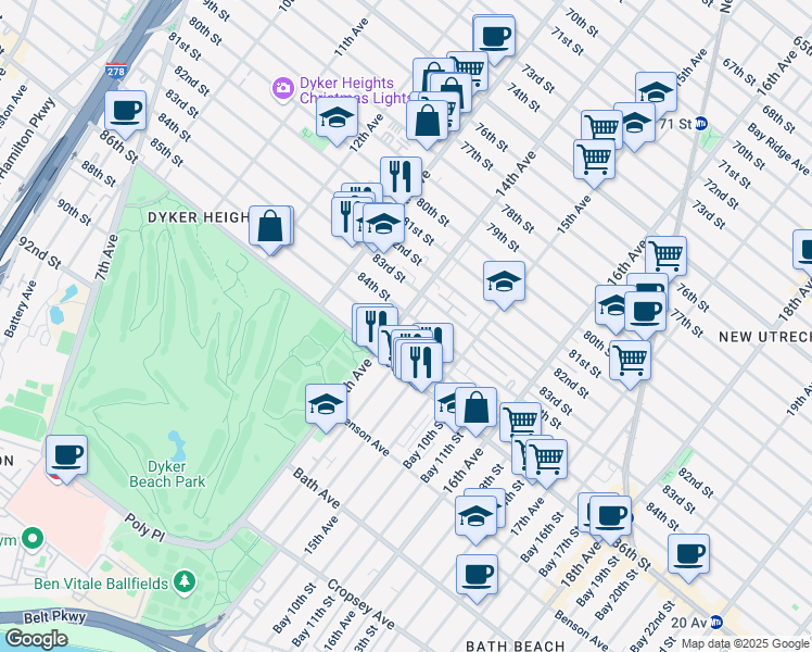 map of restaurants, bars, coffee shops, grocery stores, and more near in Brooklyn