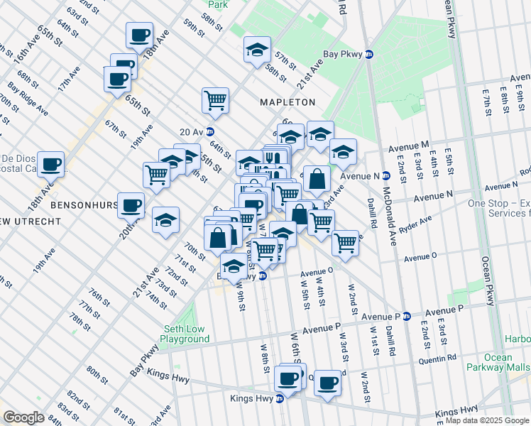 map of restaurants, bars, coffee shops, grocery stores, and more near in Brooklyn