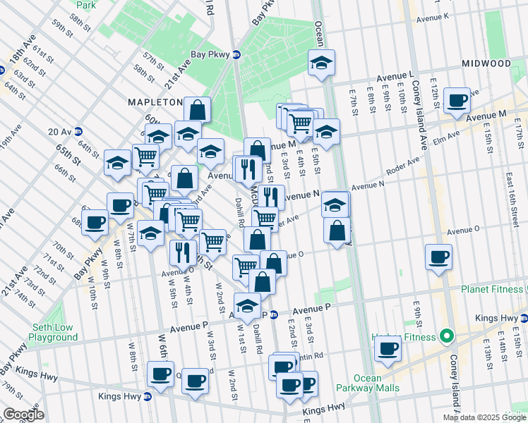 map of restaurants, bars, coffee shops, grocery stores, and more near in Brooklyn