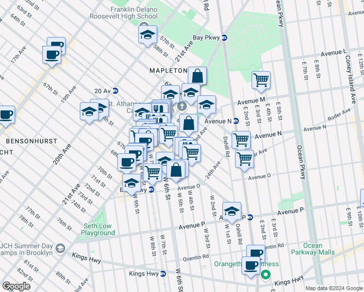 map of restaurants, bars, coffee shops, grocery stores, and more near in Brooklyn