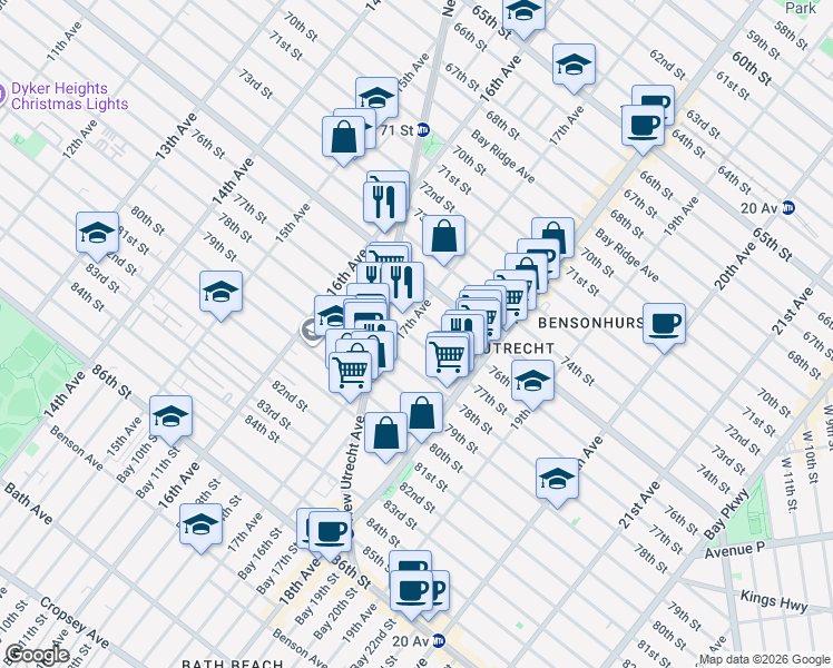 map of restaurants, bars, coffee shops, grocery stores, and more near in Brooklyn