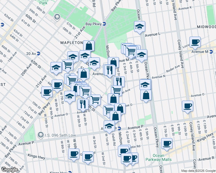 map of restaurants, bars, coffee shops, grocery stores, and more near in Brooklyn