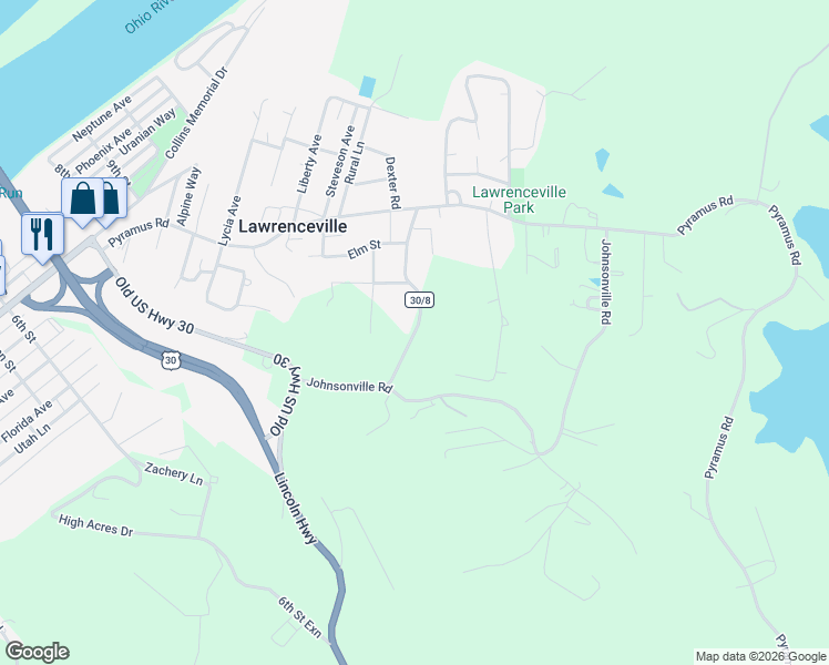 map of restaurants, bars, coffee shops, grocery stores, and more near Maple Ln in Chester