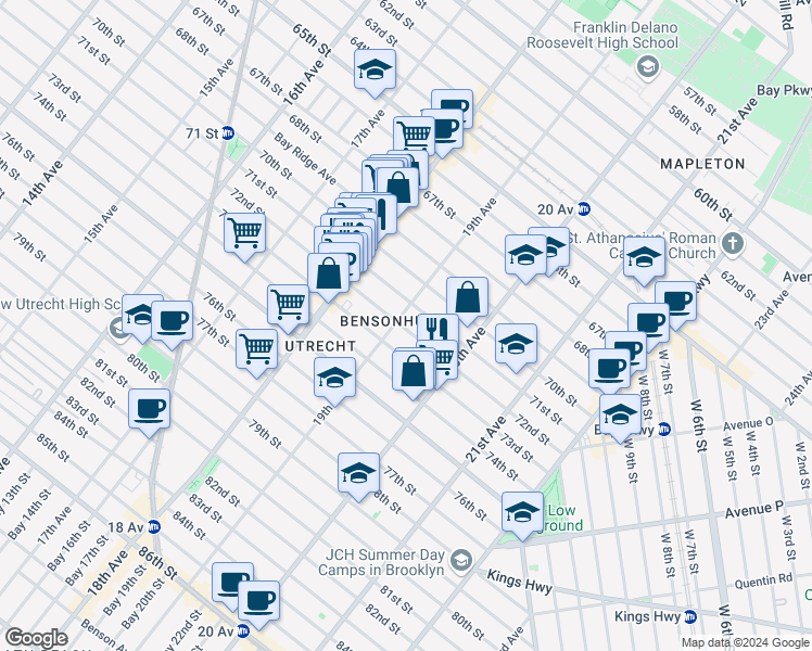 map of restaurants, bars, coffee shops, grocery stores, and more near in Brooklyn