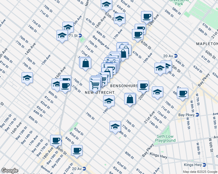 map of restaurants, bars, coffee shops, grocery stores, and more near in Brooklyn