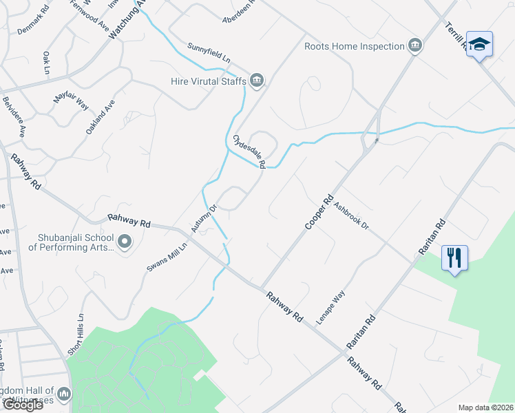 map of restaurants, bars, coffee shops, grocery stores, and more near 1141 Donemy Glen in Scotch Plains