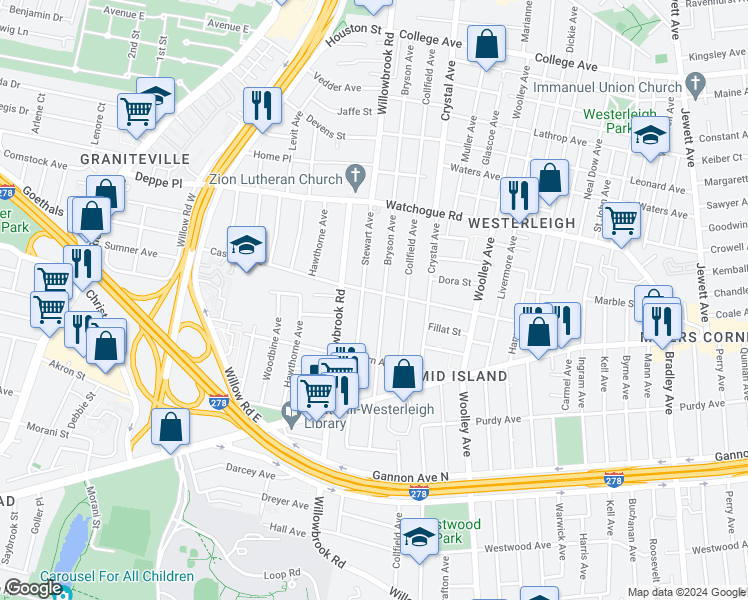 map of restaurants, bars, coffee shops, grocery stores, and more near 260 Caswell Avenue in Staten Island