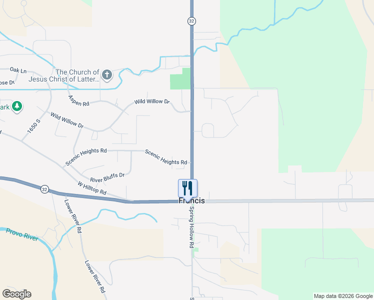 map of restaurants, bars, coffee shops, grocery stores, and more near 1998 Utah 32 in Kamas