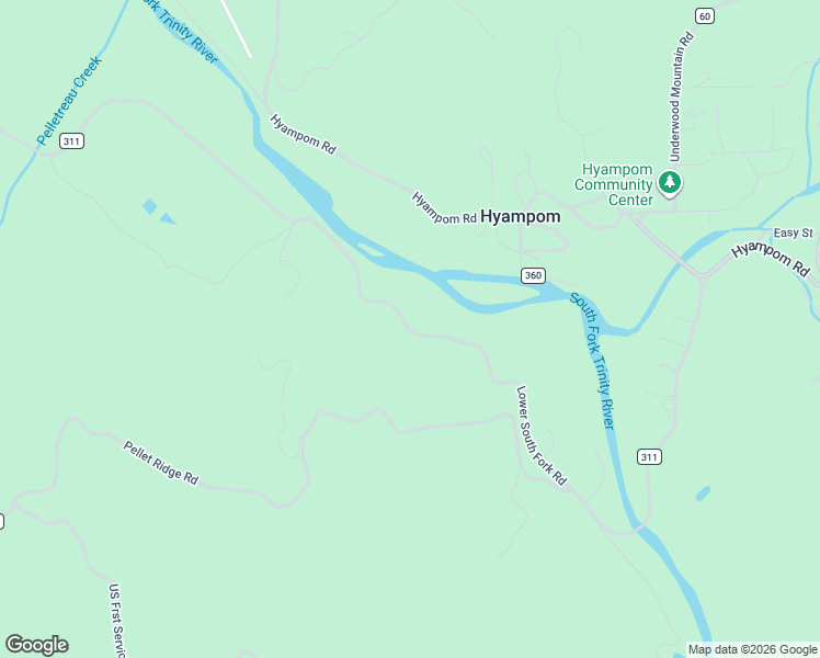 map of restaurants, bars, coffee shops, grocery stores, and more near 1341 Lower South Fork Road in Hyampom