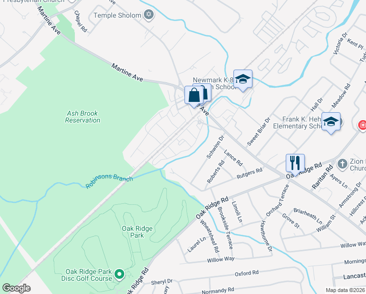 map of restaurants, bars, coffee shops, grocery stores, and more near 89 Tussel Lane in Scotch Plains