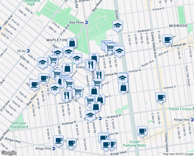 map of restaurants, bars, coffee shops, grocery stores, and more near in Brooklyn