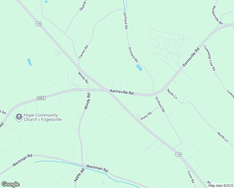 map of restaurants, bars, coffee shops, grocery stores, and more near 7638 Kernsville Road in Lehigh County