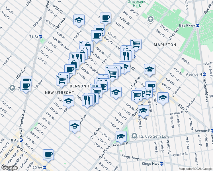 map of restaurants, bars, coffee shops, grocery stores, and more near in Brooklyn