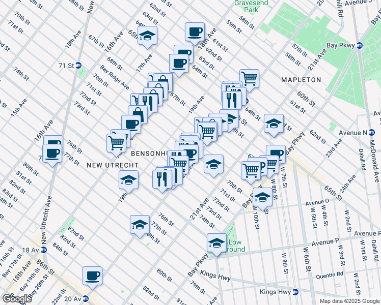 map of restaurants, bars, coffee shops, grocery stores, and more near in Brooklyn