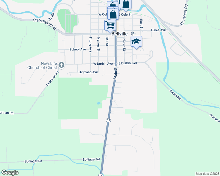 map of restaurants, bars, coffee shops, grocery stores, and more near 330 Main St in Bellville