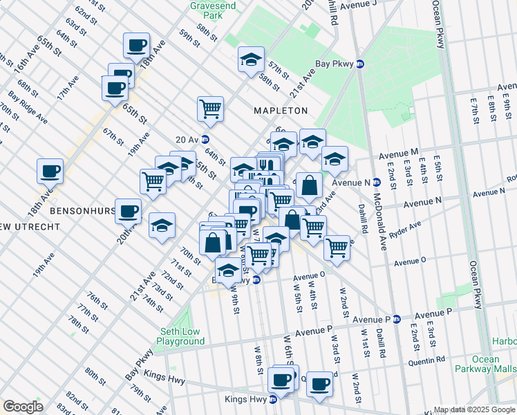 map of restaurants, bars, coffee shops, grocery stores, and more near in Brooklyn