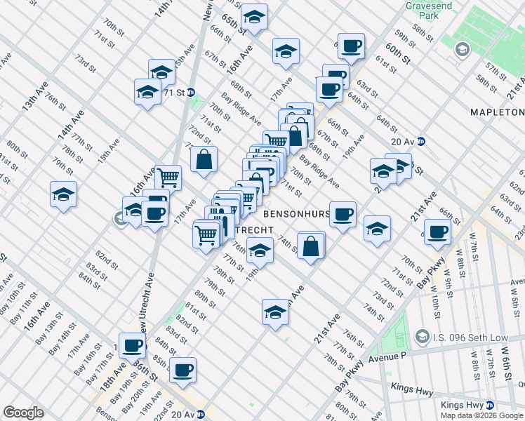 map of restaurants, bars, coffee shops, grocery stores, and more near in Brooklyn