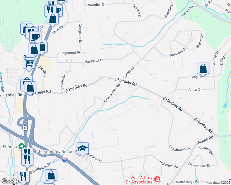 map of restaurants, bars, coffee shops, grocery stores, and more near 3073 Raintree Drive in Gibsonia