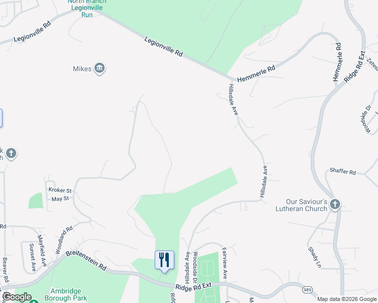 map of restaurants, bars, coffee shops, grocery stores, and more near 3071 Sylvan Road in Ambridge