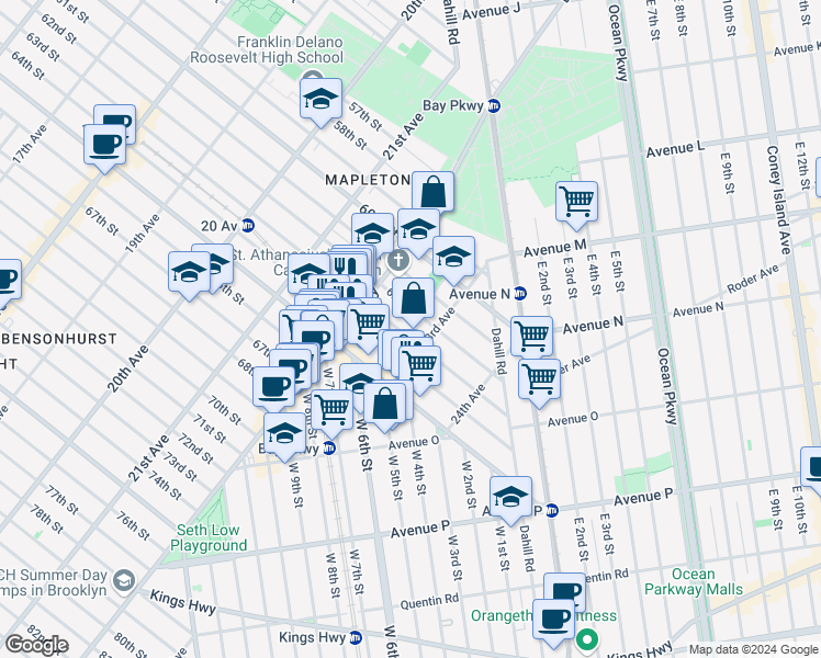 map of restaurants, bars, coffee shops, grocery stores, and more near in Brooklyn