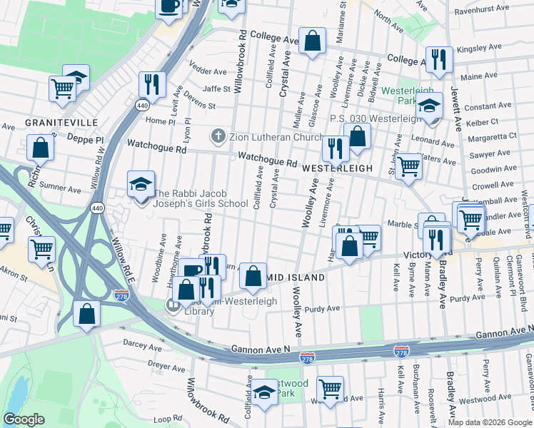 map of restaurants, bars, coffee shops, grocery stores, and more near 293 Collfield Avenue in Staten Island