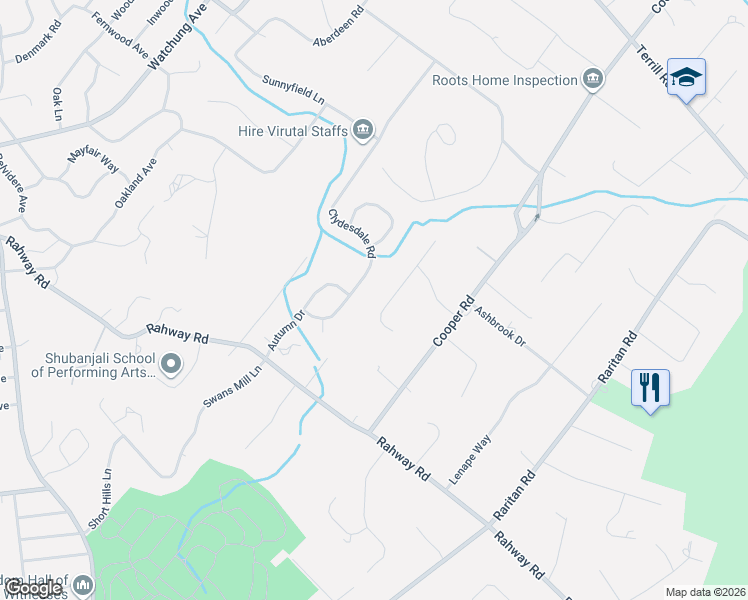 map of restaurants, bars, coffee shops, grocery stores, and more near 1141 Donemy Glen in Scotch Plains