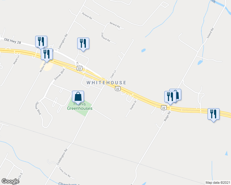 map of restaurants, bars, coffee shops, grocery stores, and more near 3625 U.S. 22 in Somerville