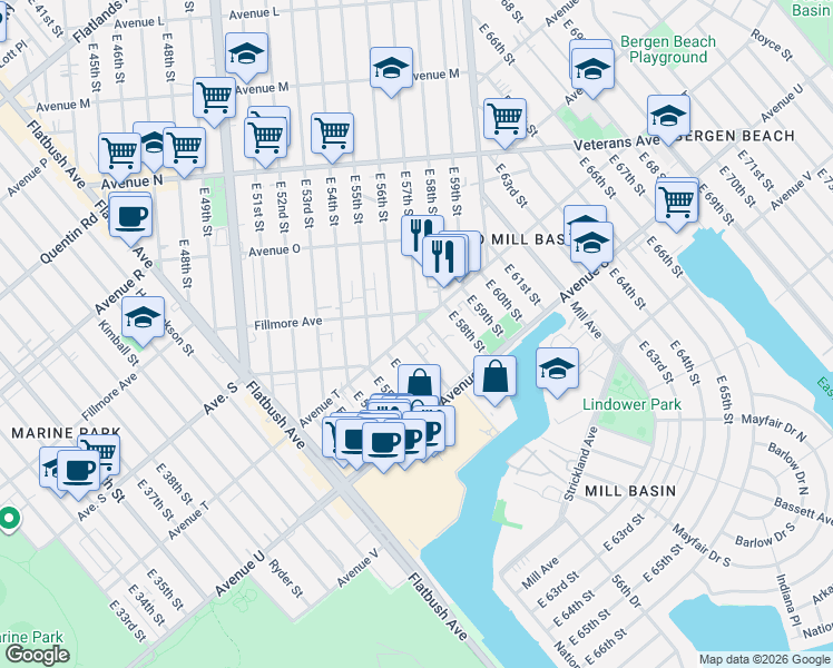 map of restaurants, bars, coffee shops, grocery stores, and more near in Brooklyn