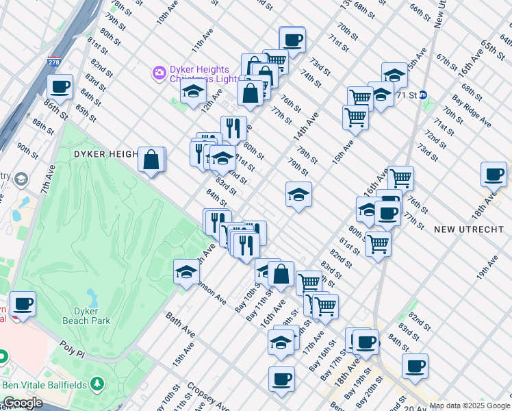 map of restaurants, bars, coffee shops, grocery stores, and more near in Brooklyn