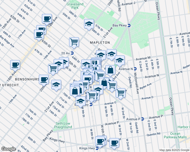 map of restaurants, bars, coffee shops, grocery stores, and more near in Brooklyn