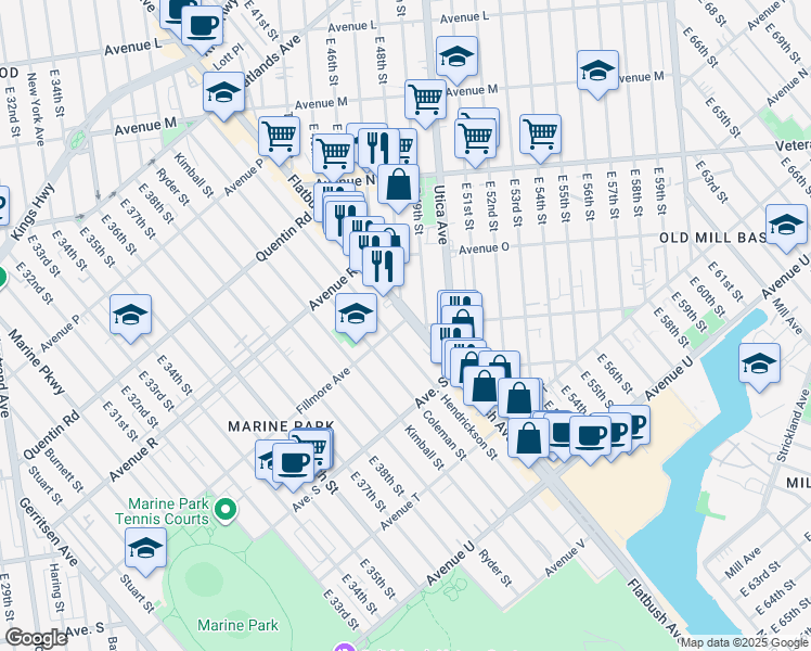 map of restaurants, bars, coffee shops, grocery stores, and more near 2286 Flatbush Avenue in Brooklyn