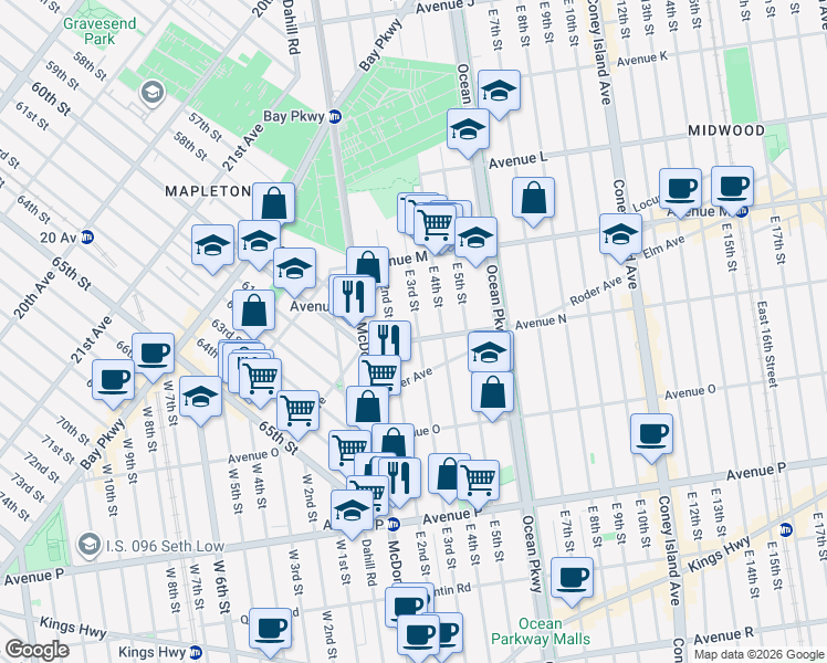 map of restaurants, bars, coffee shops, grocery stores, and more near in Brooklyn