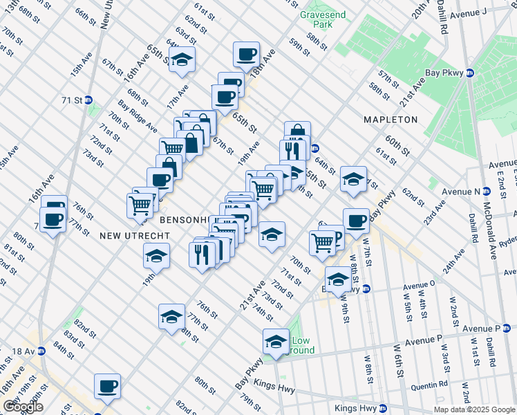 map of restaurants, bars, coffee shops, grocery stores, and more near in Brooklyn