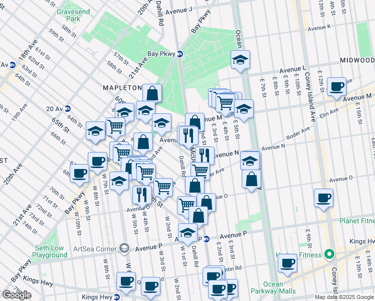 map of restaurants, bars, coffee shops, grocery stores, and more near in Brooklyn