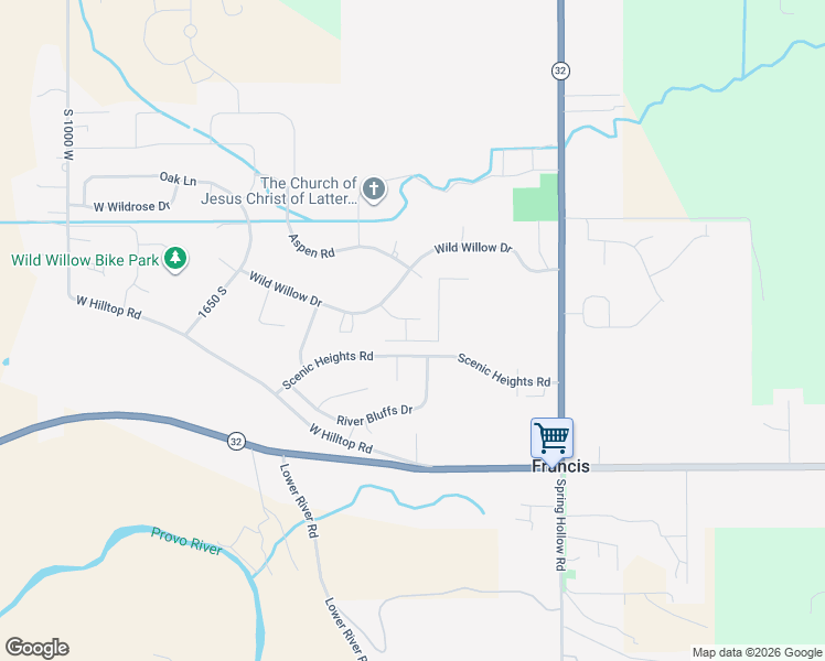 map of restaurants, bars, coffee shops, grocery stores, and more near 294 West Willow Court in Francis