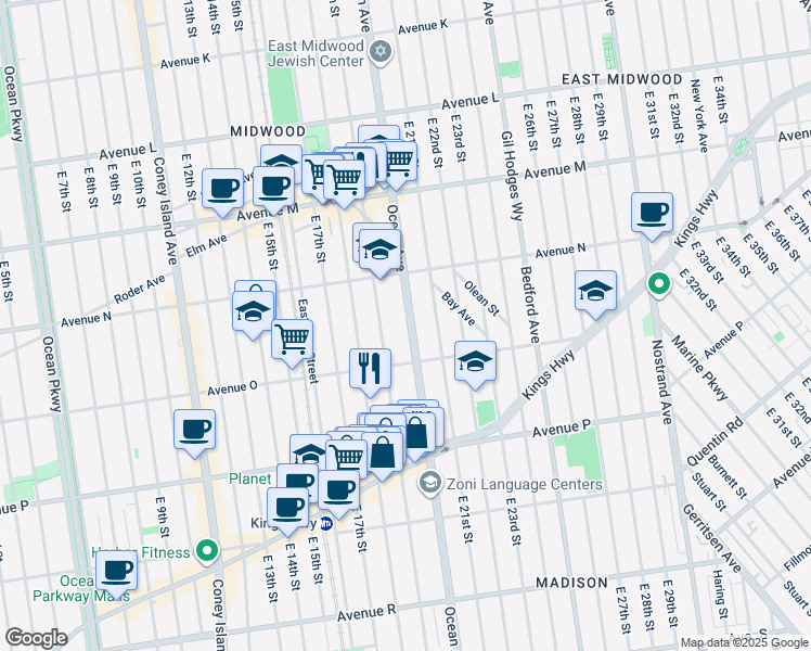 map of restaurants, bars, coffee shops, grocery stores, and more near in Brooklyn