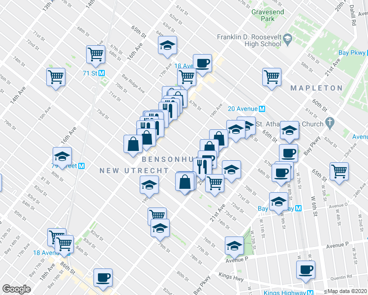 map of restaurants, bars, coffee shops, grocery stores, and more near in Brooklyn
