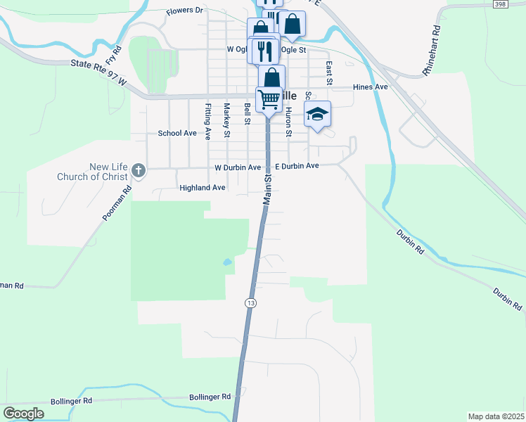 map of restaurants, bars, coffee shops, grocery stores, and more near 330 Main Street in Bellville