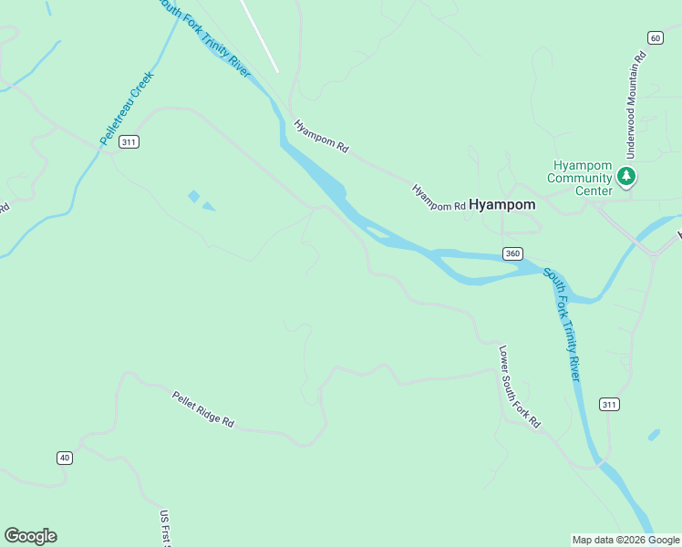 map of restaurants, bars, coffee shops, grocery stores, and more near Lower South Fork Road in Hyampom