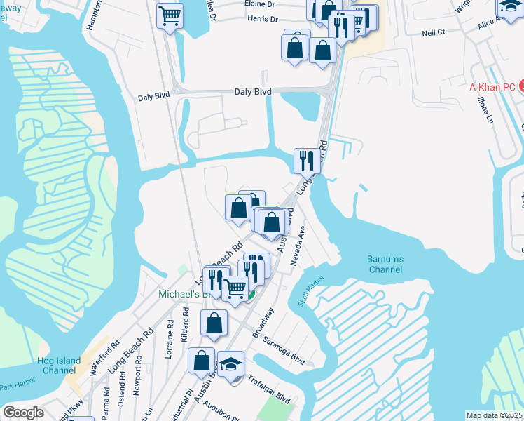 map of restaurants, bars, coffee shops, grocery stores, and more near 13 MacDonald Road in Island Park